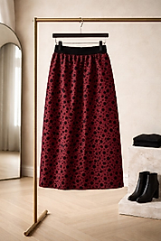 Kız Çocuk Bordo Puantiye Desenli Astarlı Namaz Eteği - Uzun