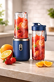 Taşınabilir Kişisel Smoothie Blender ve Detoks Matarası Seti - Şarjlı 2’li Karıştırıcı Set