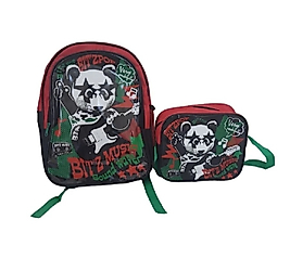 Bitz Music Panda Desenli İlkokul Çantası ve Beslenme Çantası Seti - 2'li Erkek Çocuk Okul Takımı