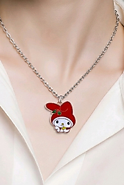 My Melody Figürlü Kırmızı Kapüşonlu Karakter Altın Renk Zincir Kolye