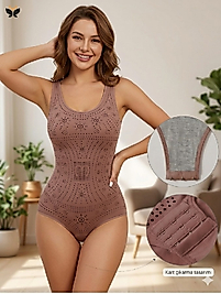 Kadın  Pembe Toparlayıcı Body Korse - Alttan Geçirmeli Ayarlanabilir Kopçalı Şekillendirici Body
