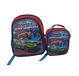 Hot Wheels Desenli İlkokul Çantası ve Beslenme Çantası Seti - Made To Race 2'li Erkek Çocuk Okul Takımı