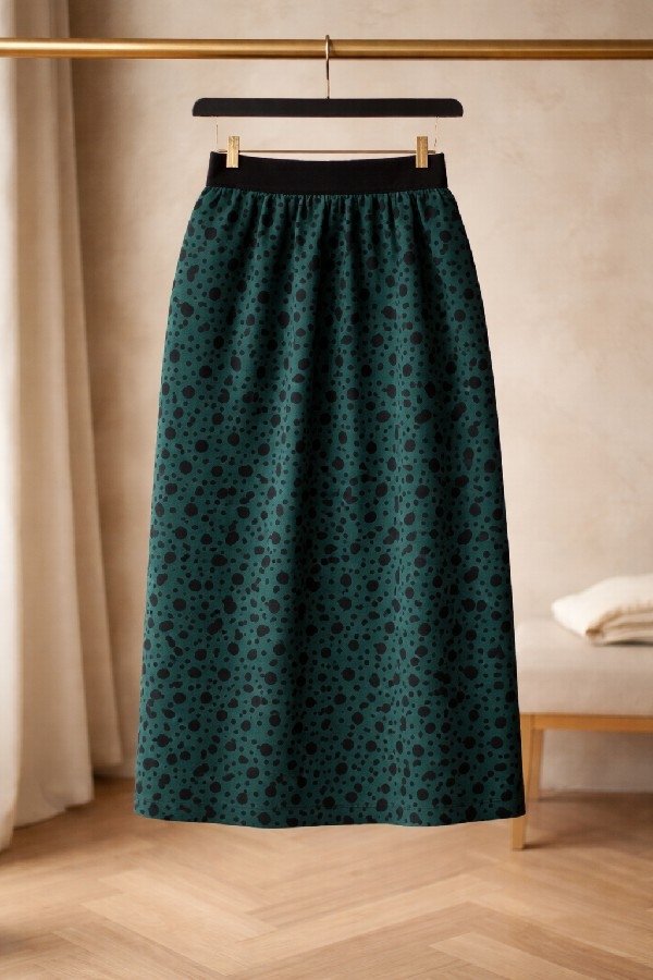 Kız Çocuk Puantiye Desenli Beli Lastikli Astarlı Etek